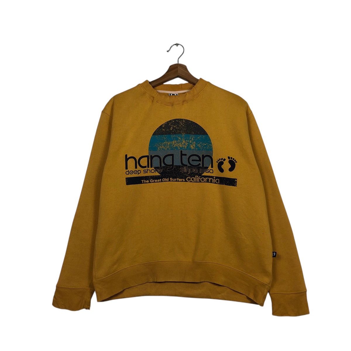 Japanese Brand Vintage Hang Ten Surf Crewneck Sunset Graphic, Mustard Gold Size US M / EU 48-50 / 2 - 2 Thumbnail