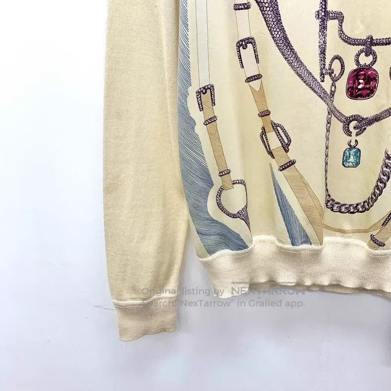 Hermes Hermes Beige Mulberry Silk Rope Pattern Print Cashmere Cre Size XXS / US 00 / IT 34 - 4 Thumbnail