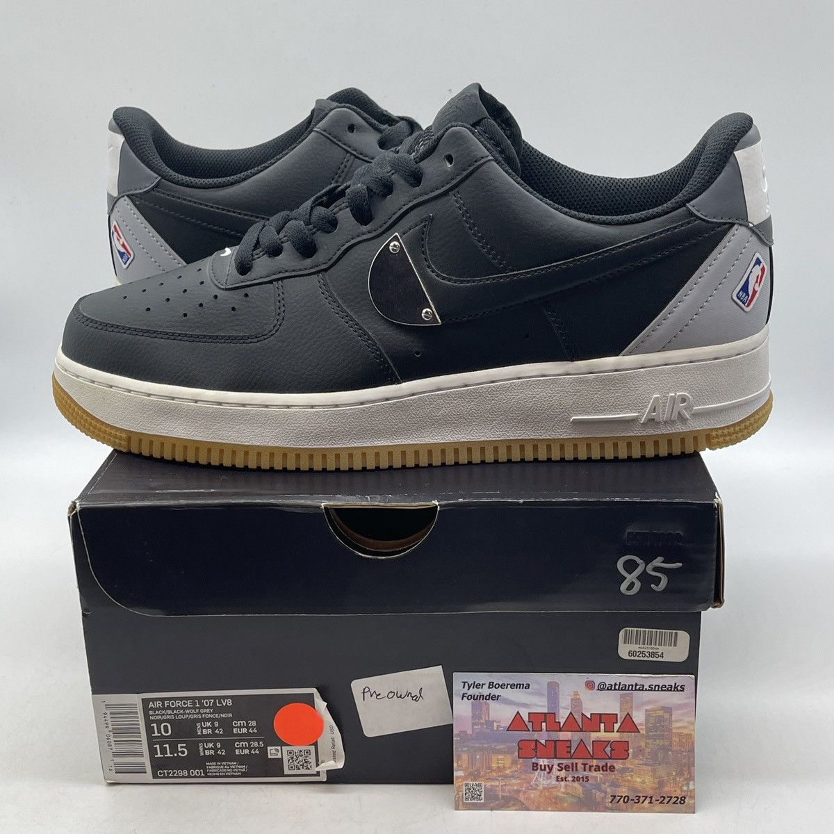 Nike NBA x air force 1 black wolf grey Size US 10 / EU 43 - 1 Thumbnail