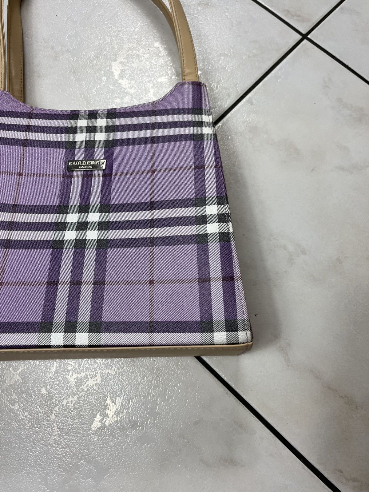 Vintage Burberry 90s leather big bag handbag nova checked