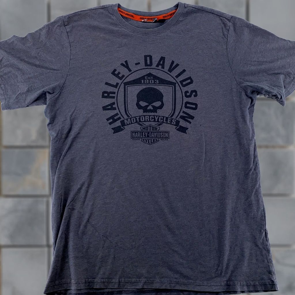 Harley Davidson Harley-Davidson Shirt M/L Gray Skull Logo Motorcycles Biker Tee Mens Short Sleeve Graphic Print Crew Neck Regular Fit Size US M / EU 48-50 / 2 - 1 Thumbnail