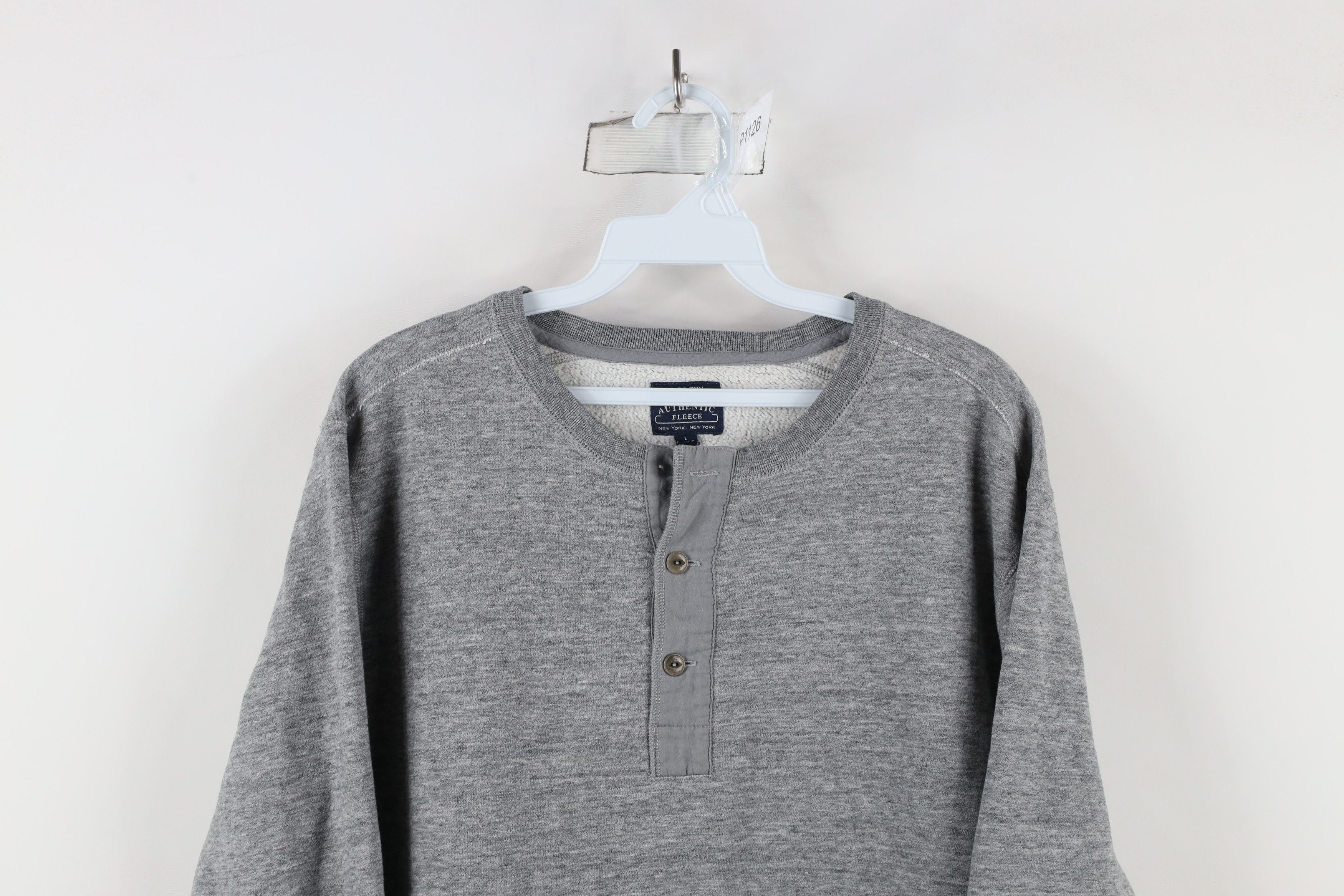 J.Crew × Vintage J Crew Fleece Blank Henley Pullover Sweatshirt Heather Gray Size US L / EU 52-54 / 3 - 2 Thumbnail