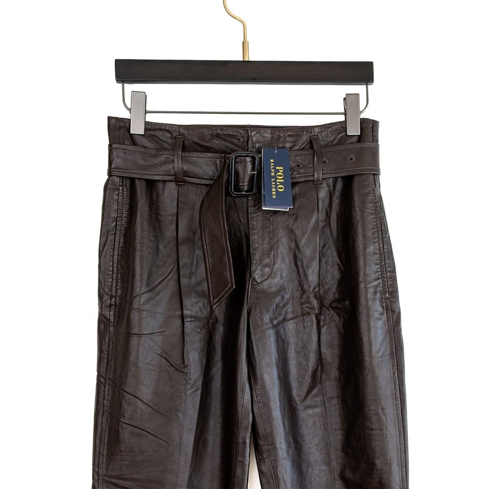 Polo Ralph Lauren NWT Polo Ralph Lauren Lambskin High-Rise Pants Brown Size 12 Size 34" / US 12 / IT 48 - 4 Thumbnail