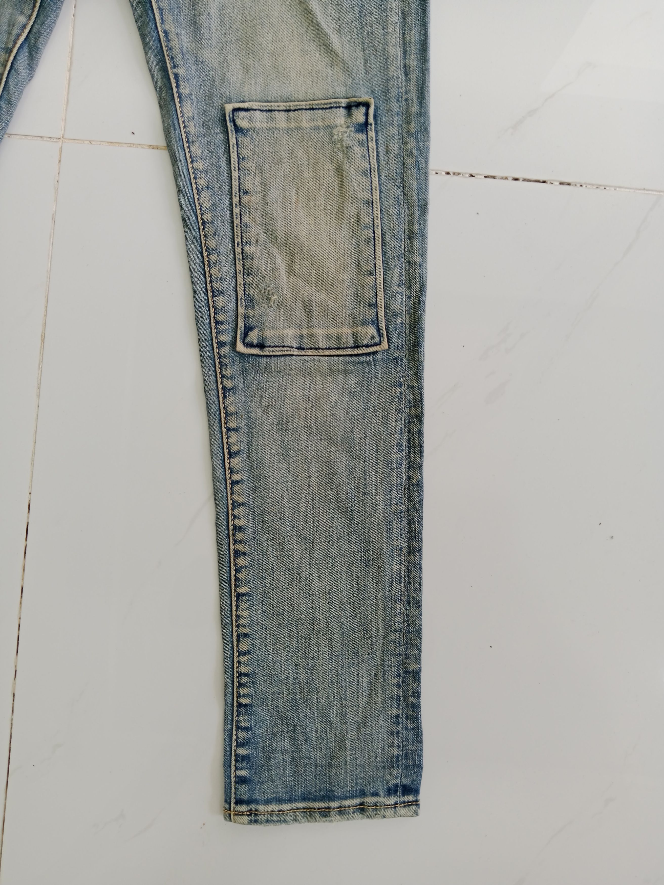 Japanese Brand MILE 6737 Distressed Jeans Patchwork Style For Women Size 29" - 6 Thumbnail