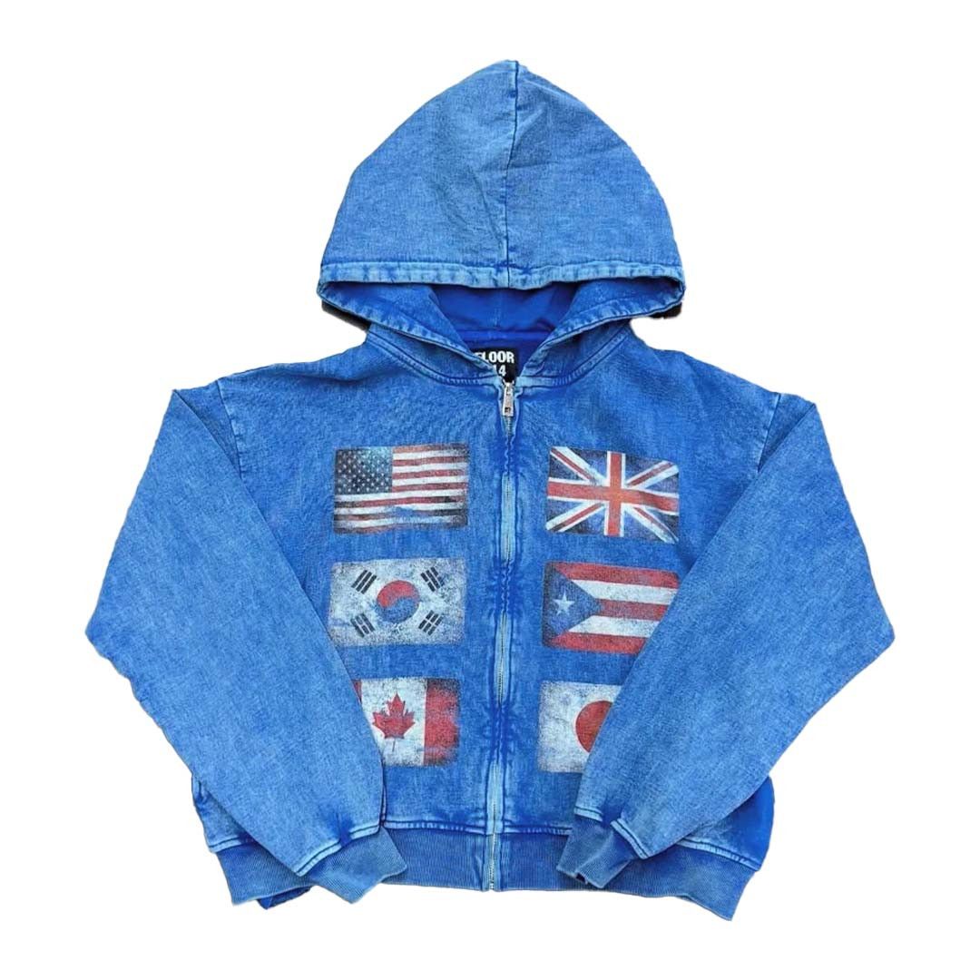 Other Floor 914 Flag Zip Up Hoodie Blue Size US XXL / EU 58 / 5 - 1 Thumbnail