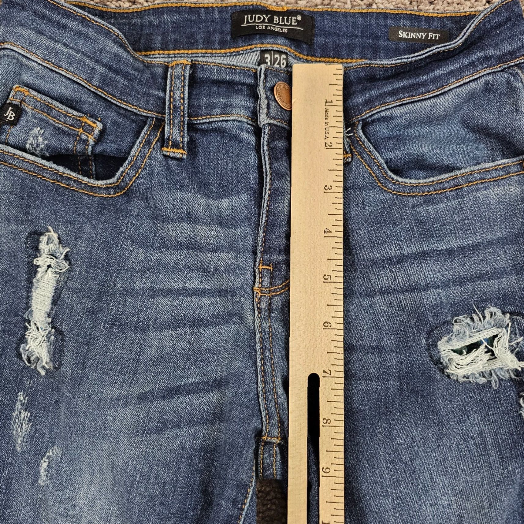 Vintage Judy Blue Jeans Women's Skinny Low Rise Stretch Dark Wash Distressed Size 26 23x28 Size 26" / US 2 / IT 38 - 6 Thumbnail
