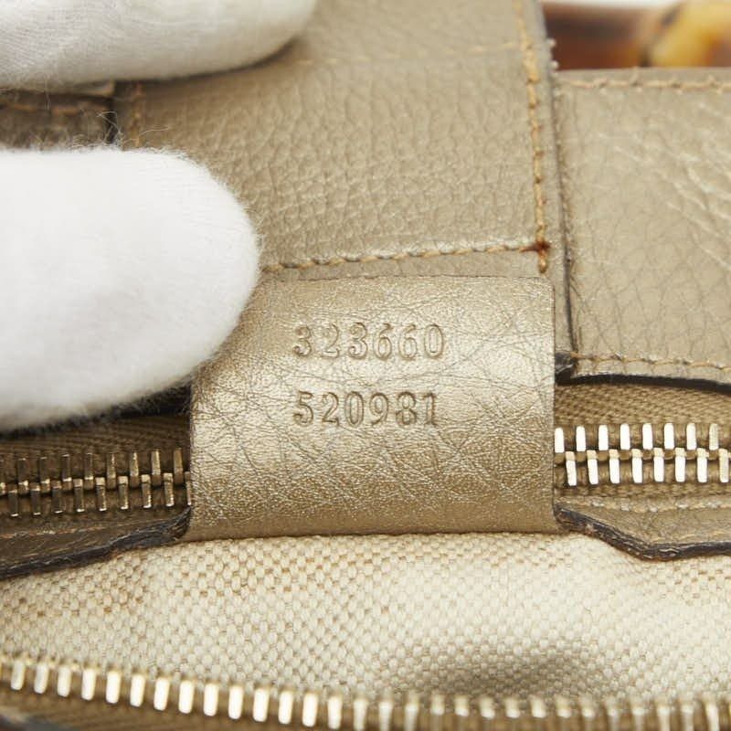 Gucci Gucci Bamboo Leather Handbag Gold Size ONE SIZE - 11 Thumbnail