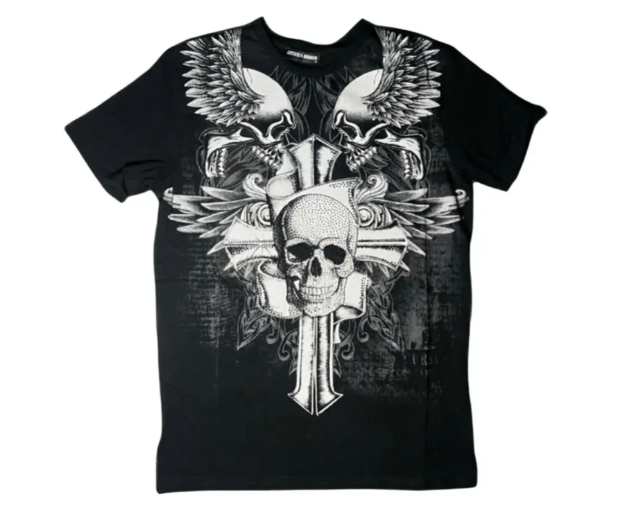 American Retro Gothic Skull Print T-shirt