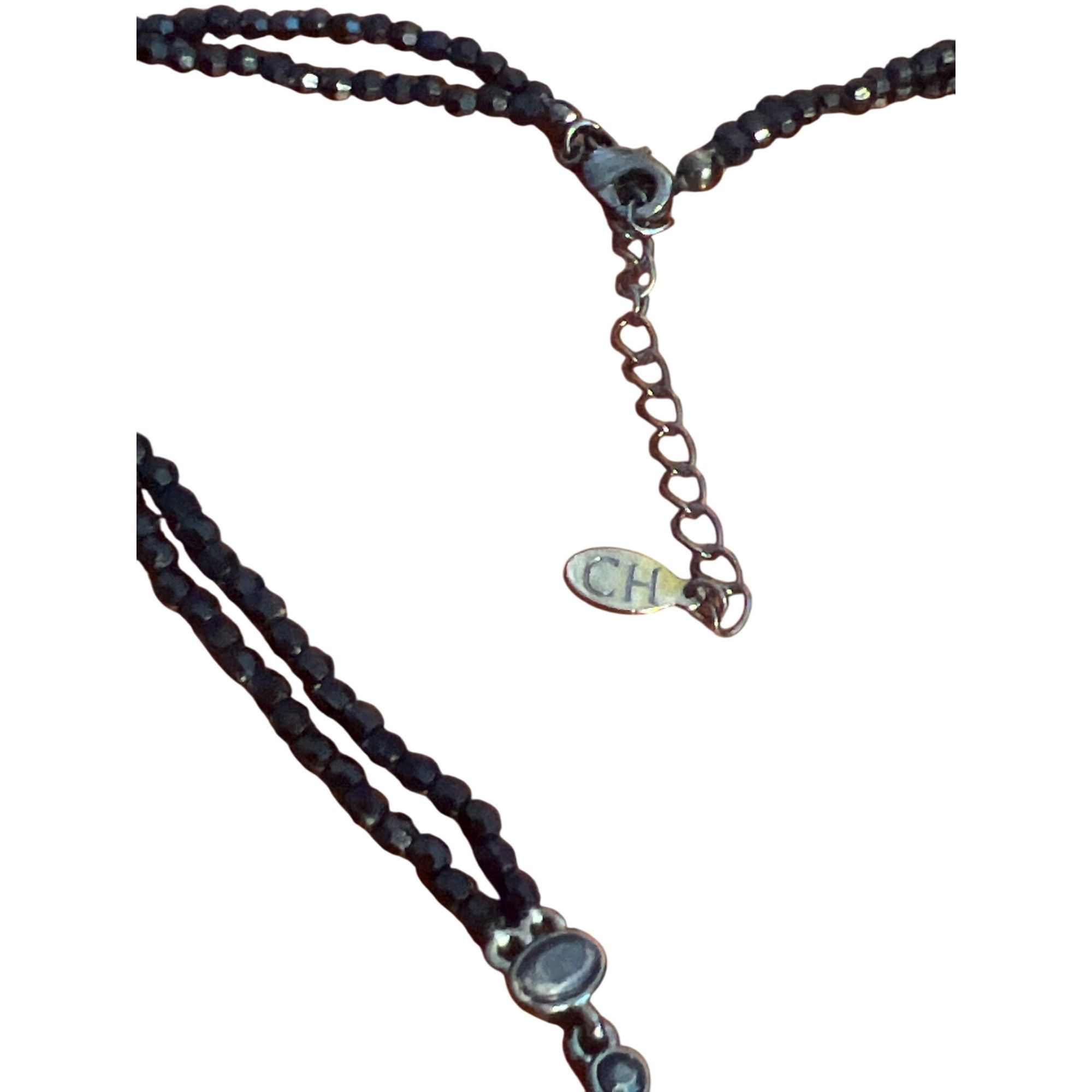 Chaps Chaps Black Y Necklace Teardrop Double Strand Rhinestones Go Size ONE SIZE - 4 Thumbnail