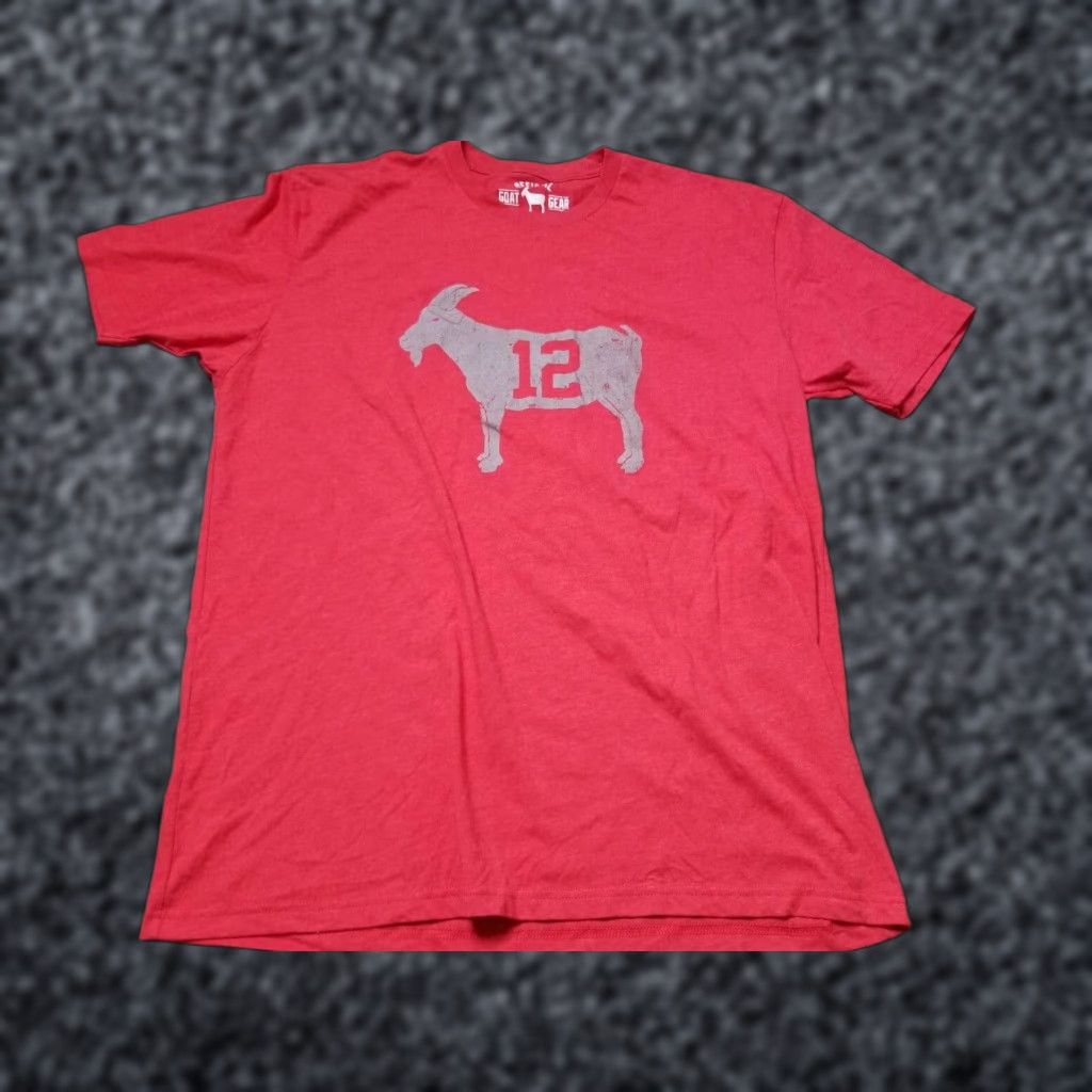 Vintage Official Goat Gear Mens L T-Shirt Tom Brady Crew Neck Red Cotton Blend Jersey Logo Short Sleeve Sports Size US L / EU 52-54 / 3 - 1 Thumbnail