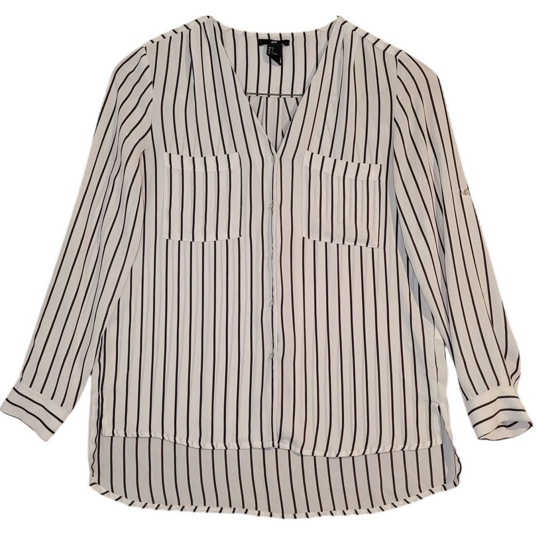 H&M H&M Striped Button Up Blouse Size 6 Roll Tab EUC Size M / US 6-8 / IT 42-44 - 2 Thumbnail