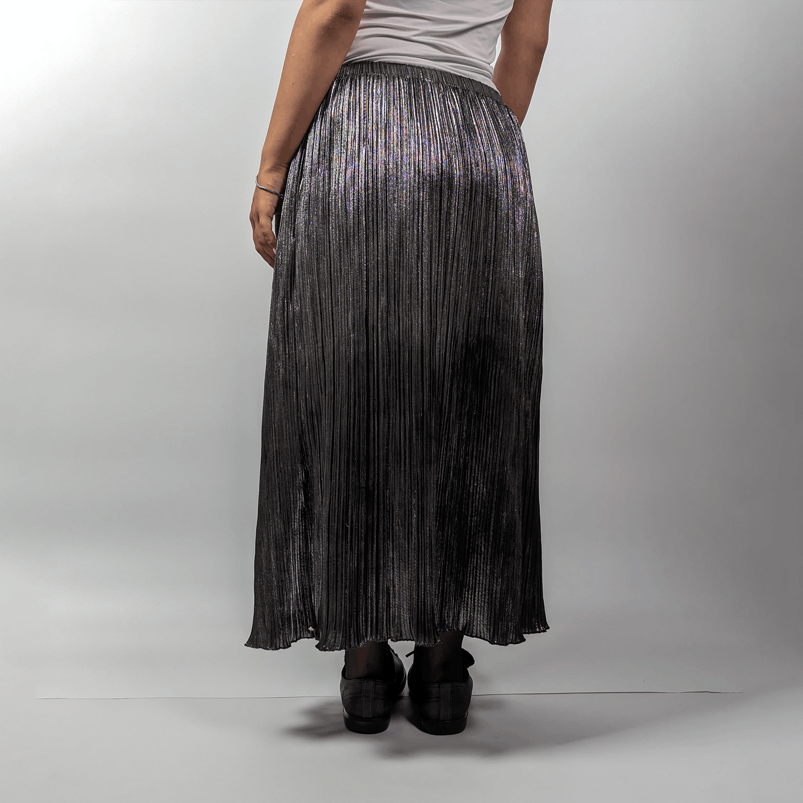 Diesel Diesel Pleated Y2K Silver Metallic Maxi Long Skirt Size 34" / US 12 / IT 48 - 9 Thumbnail