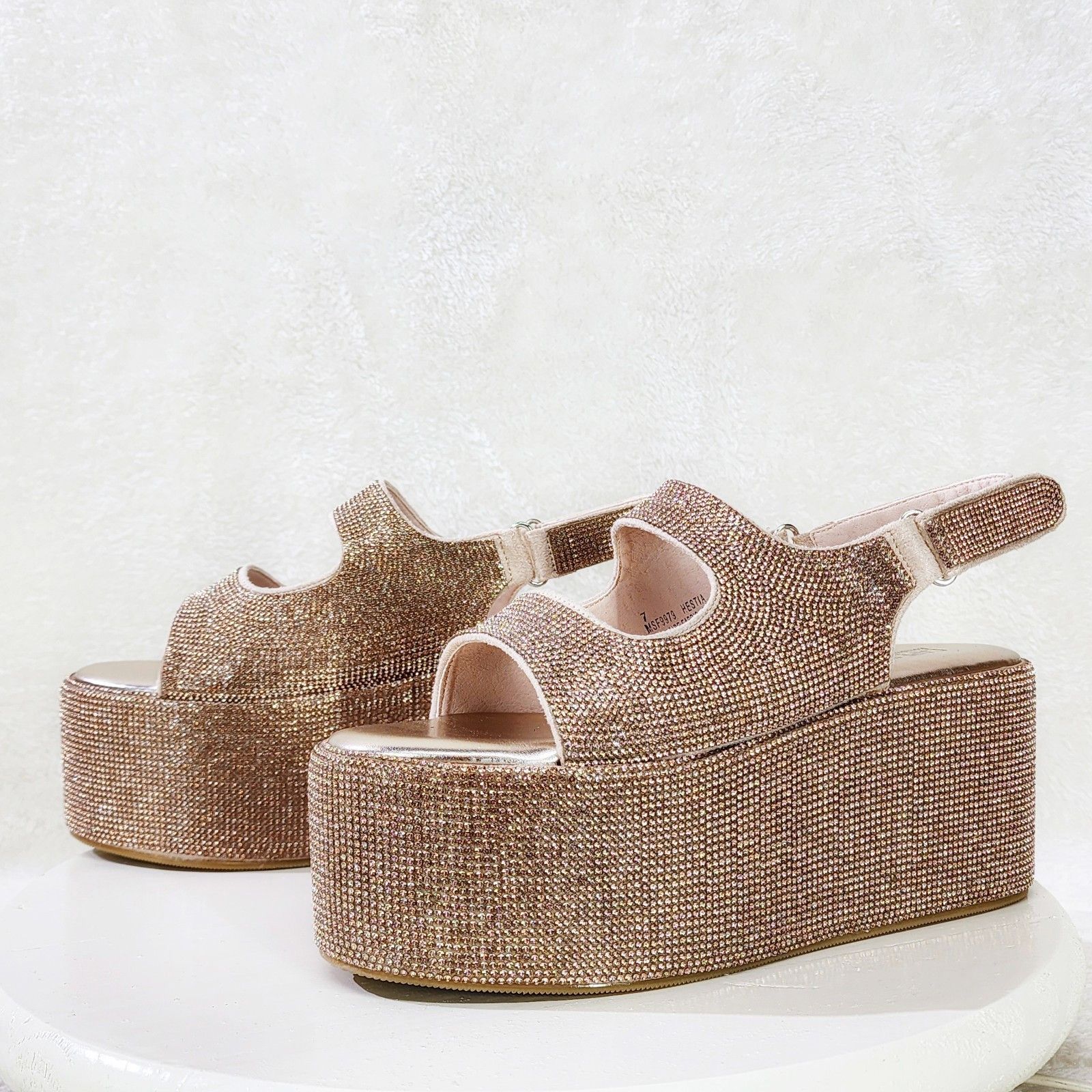 Other Oh Yeah Rose Gold 3" Platform Sparkling Rhinestone Flatform Size US 6 / IT 36 - 7 Thumbnail