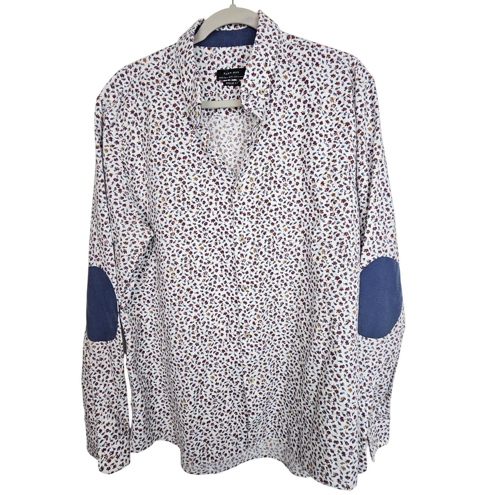 Zara Zara Mens Floral Button Down Shirt Sz XL Elbow Patch Preppy Size US XL / EU 56 / 4 - 1 Thumbnail