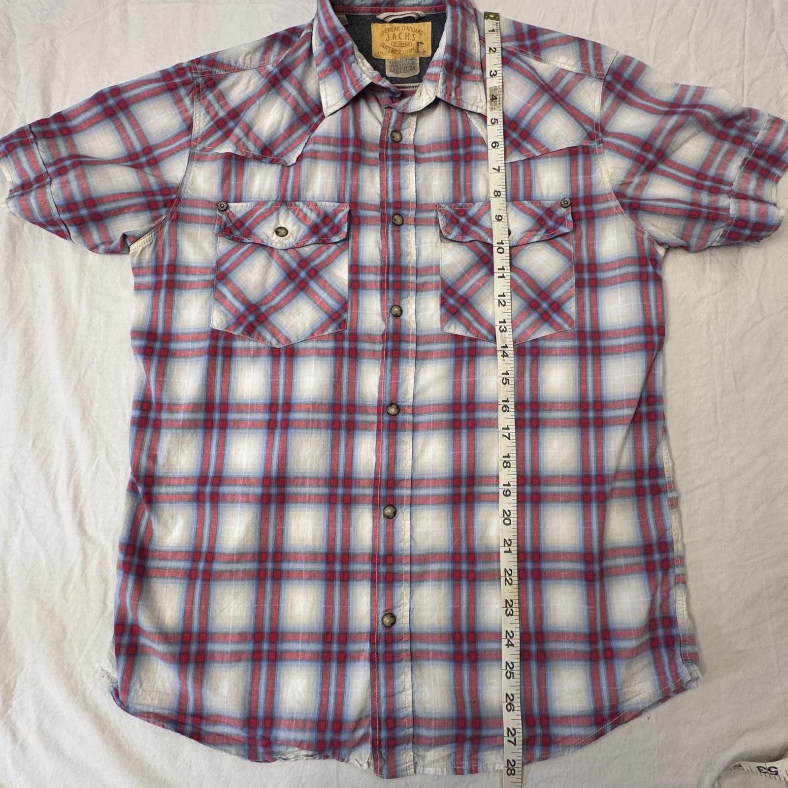 Designer American Standard Mens Med Short Sleeve Plaid Cowboy Western Size US M / EU 48-50 / 2 - 7 Thumbnail
