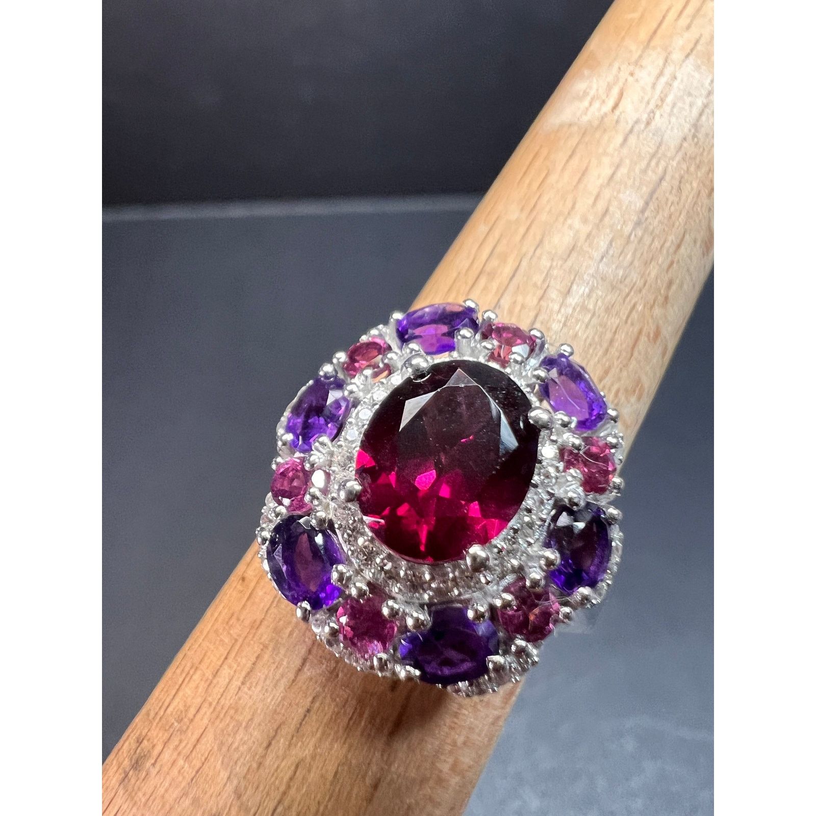 Other NEW rhodolite garnet and amethyst ring in 925 silver size 7 Size ONE SIZE - 13 Thumbnail
