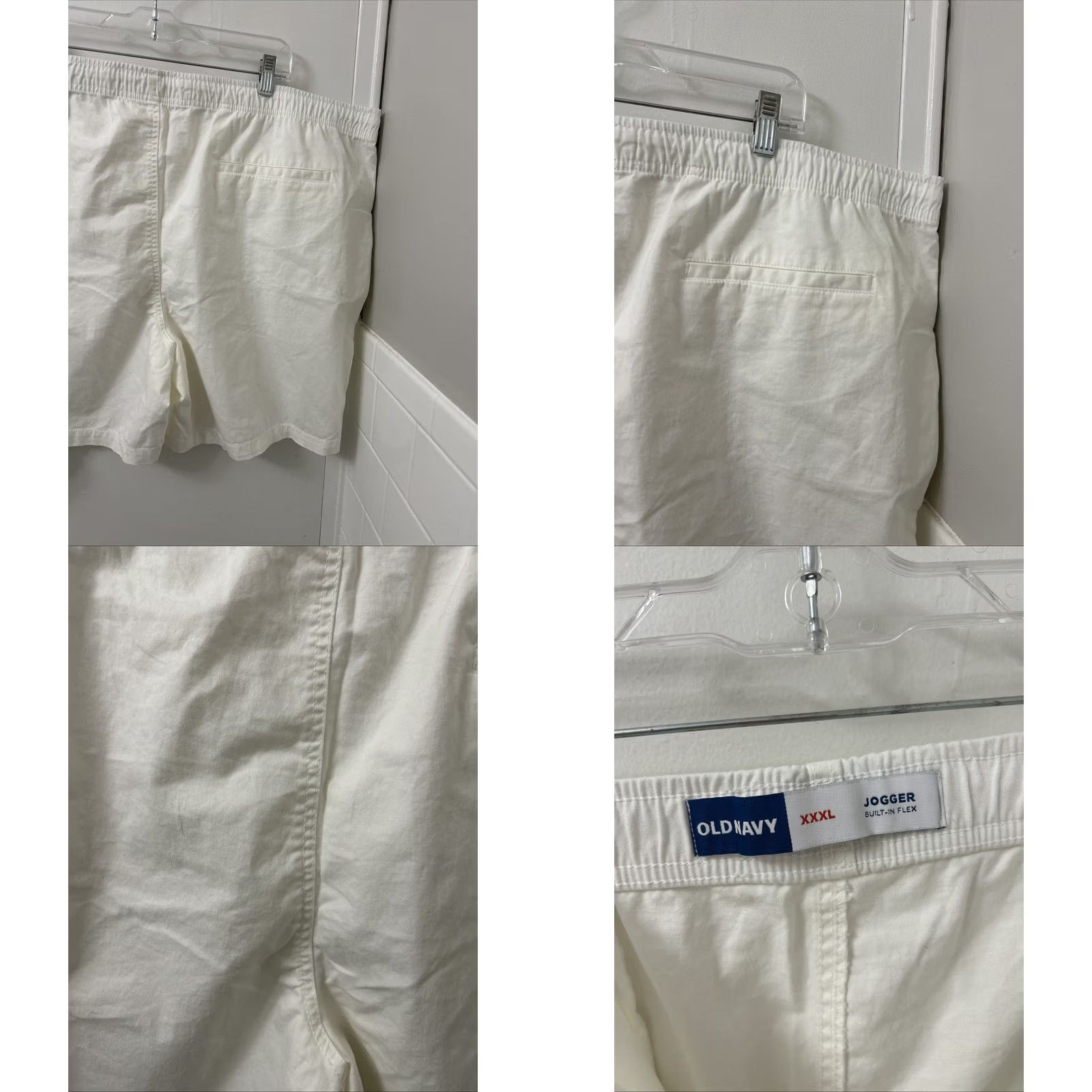 Old Navy Old Navy Mens 3XL White Jogger Shorts 7” Inseam Elastic Drawstring Pockets Chino Cotton Spandex Regular Beach Outdoor Vintage: No Size US 39 - 8 Thumbnail