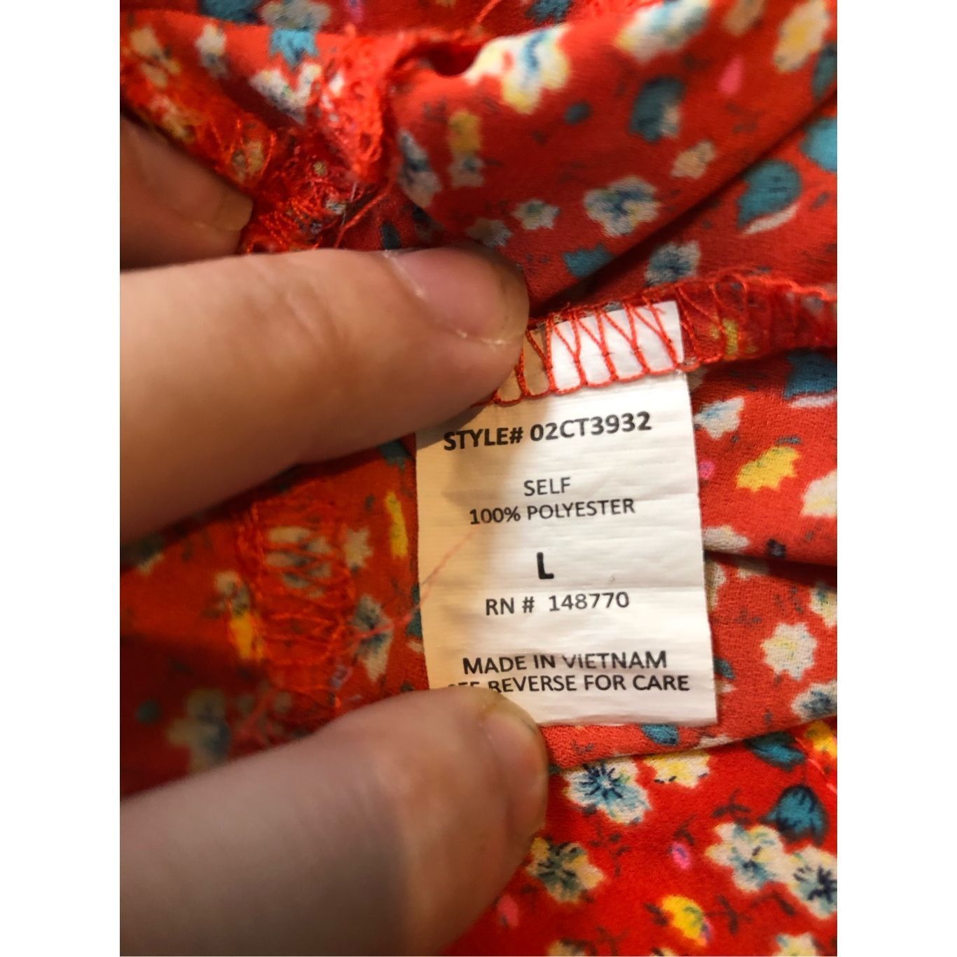 Other Sienna Sky Women’s Red with Blue Flowers Spaghetti Strap Ruf Size L / US 10 / IT 46 - 5 Thumbnail