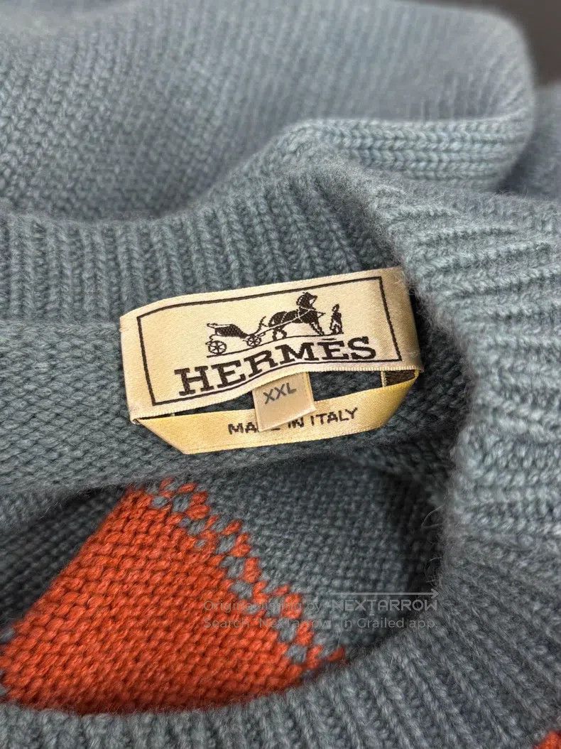 Hermes Hermes Color Blocked Faux Fur Cashmere Sweater Size US XXL / EU 58 / 5 - 4 Thumbnail