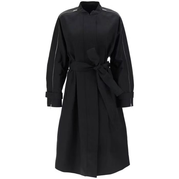 image of Salvatore Ferragamo O1S22I1N0524 Poplin Trench Coat In Black, Women's (Size Medium)