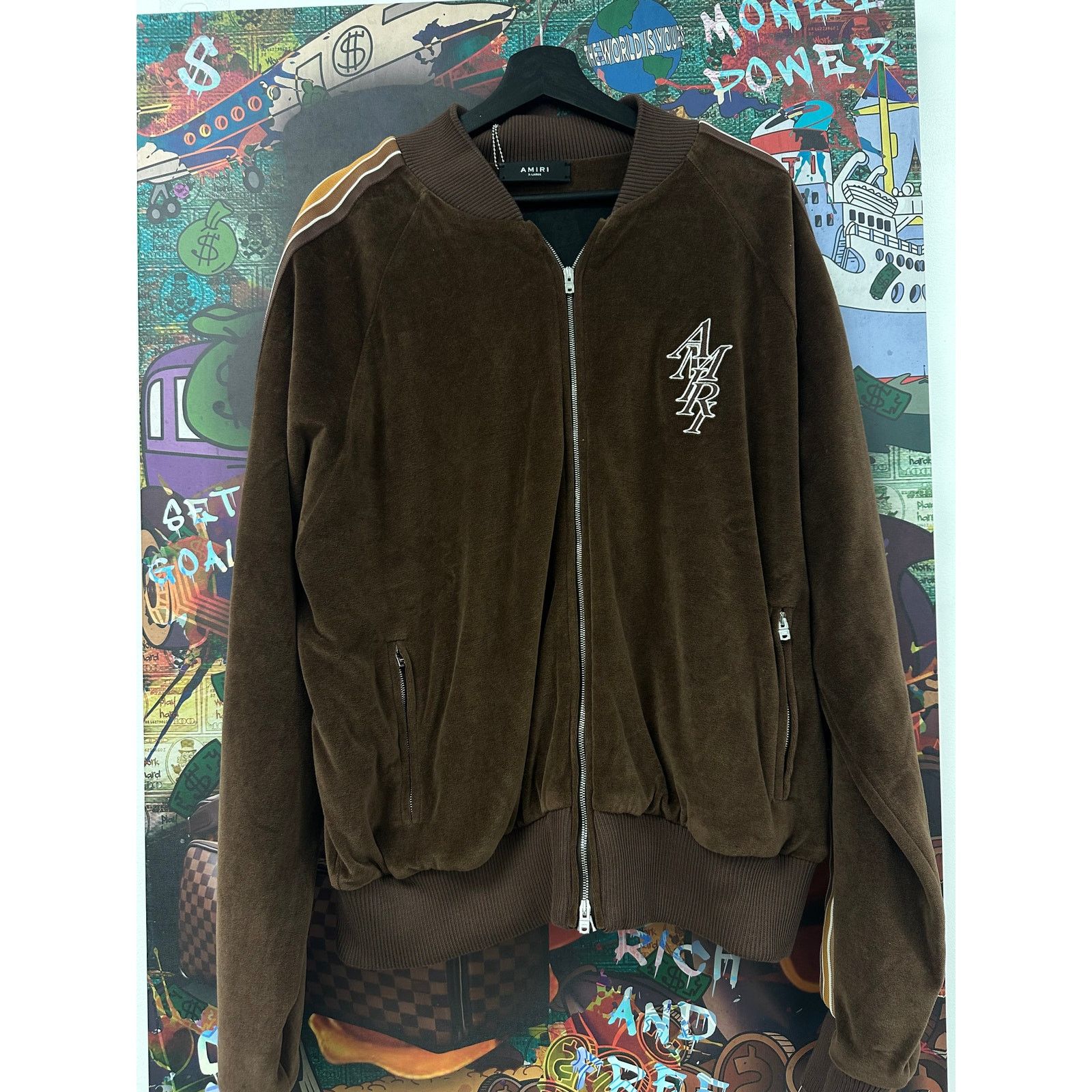 Amiri Amiri Stack Velour Jacket Brown XL New Size US XL / EU 56 / 4 - 1 Thumbnail