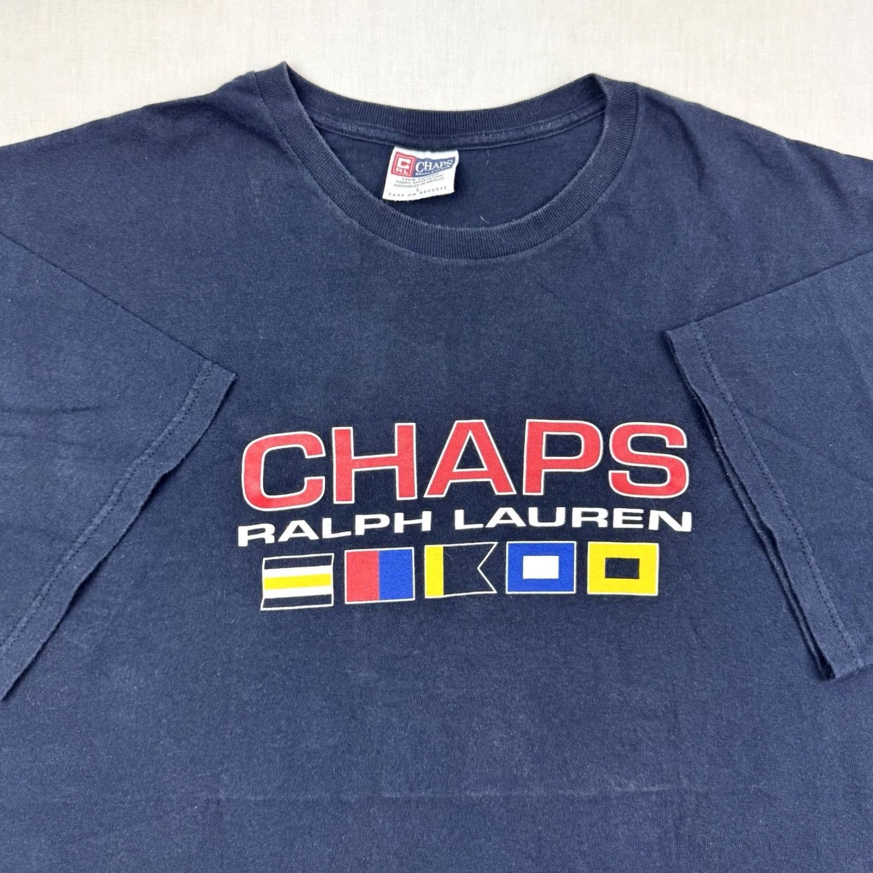 Chaps VINTAGE Chaps Ralph Lauren T Shirt Adult Large Blue 90s USA Flag Shirt Mens Size US L / EU 52-54 / 3 - 2 Thumbnail