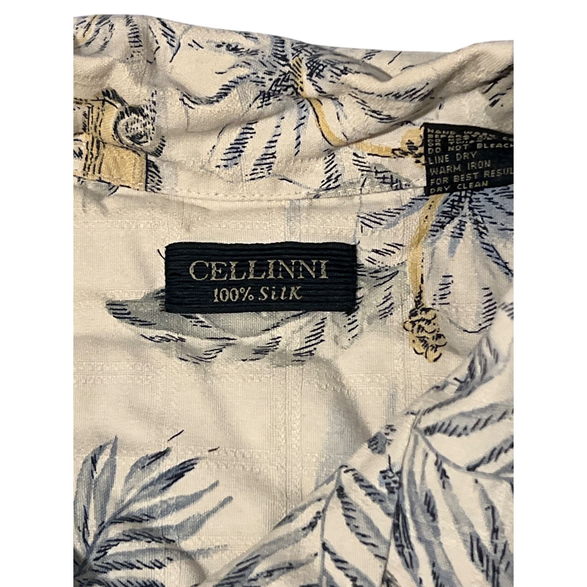 Other Cellini 100% Silk Hawaiian Button-Up Shirt Palm Tree Vintage Size US XL / EU 56 / 4 - 5 Thumbnail