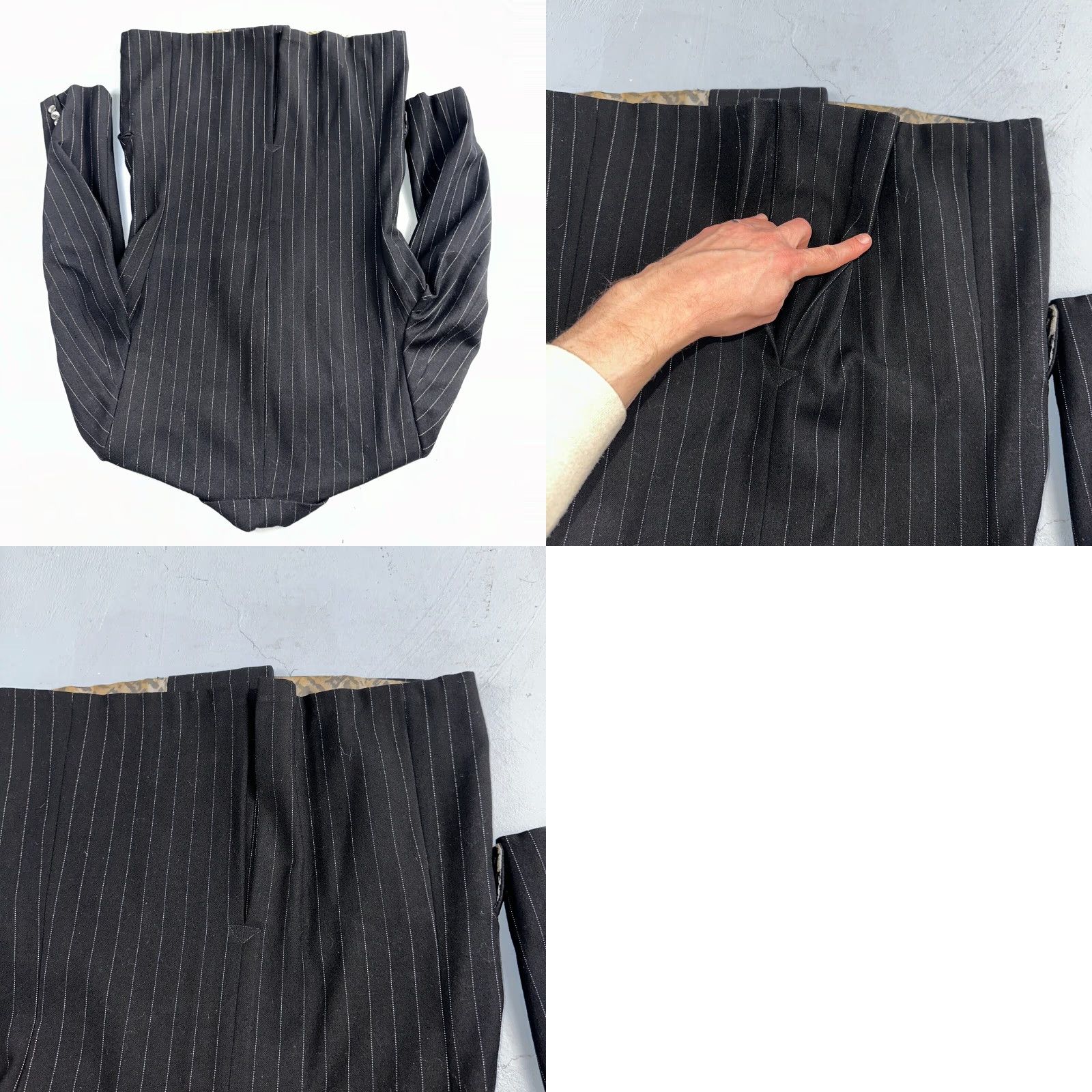 Vintage VTG Mens Rockabilly Suit 36 Double Breast 8 Button Jacket Wool Black 1950s Size 36R - 10 Thumbnail