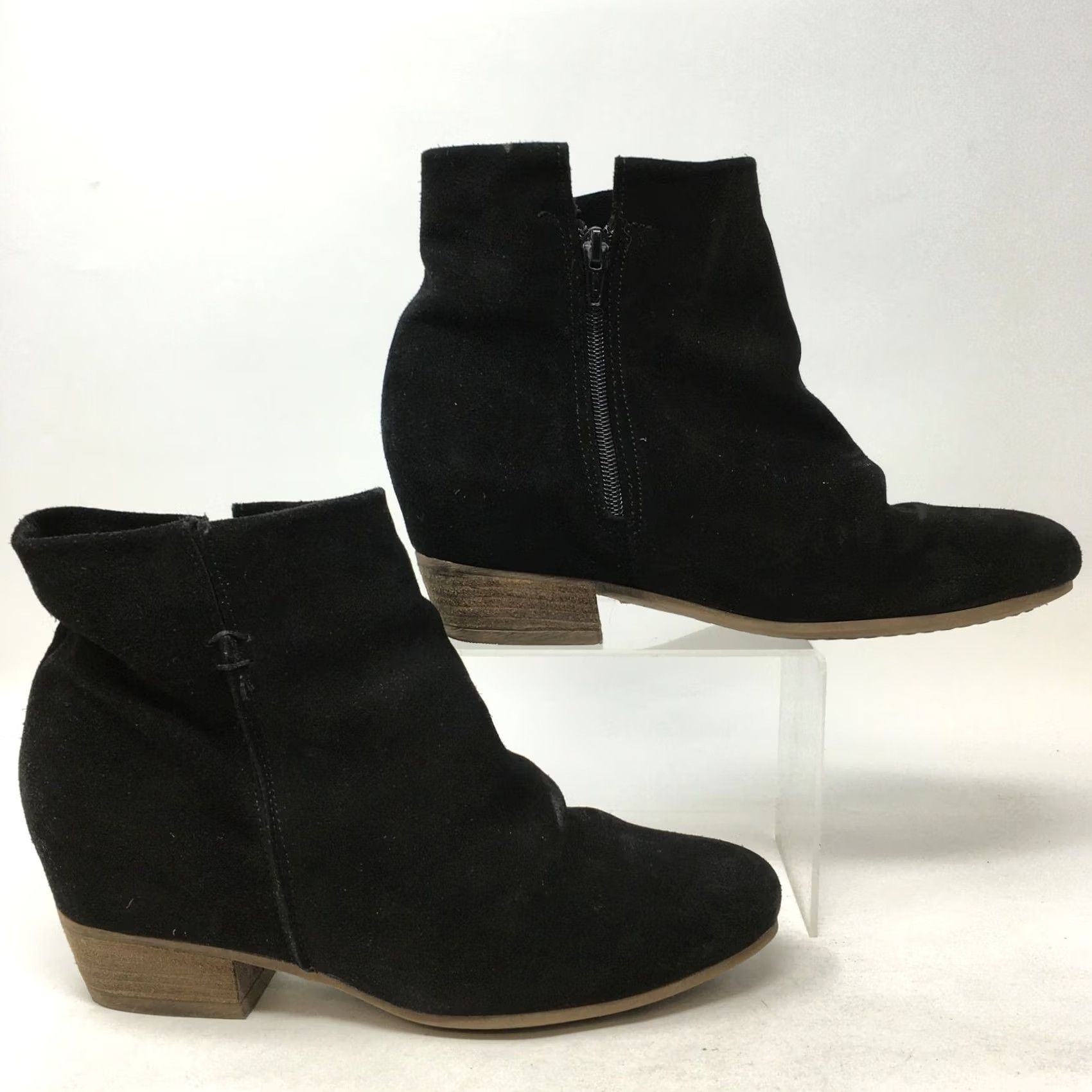 Bata Bata Boots Womens Ankle Booties Black Suede Block Heels Made In Italy 41 EU Size US 11 / IT 41 - 2 Thumbnail
