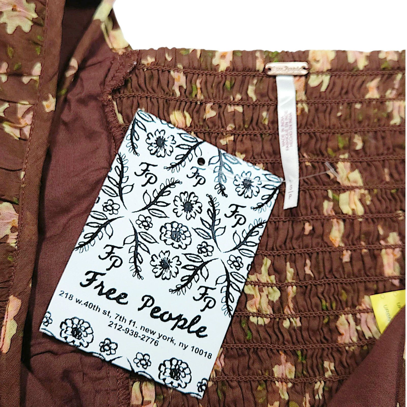 Free People Free People Another Life Floral Ruched Puff Sleeve Crop Top Size S / US 4 / IT 40 - 5 Thumbnail