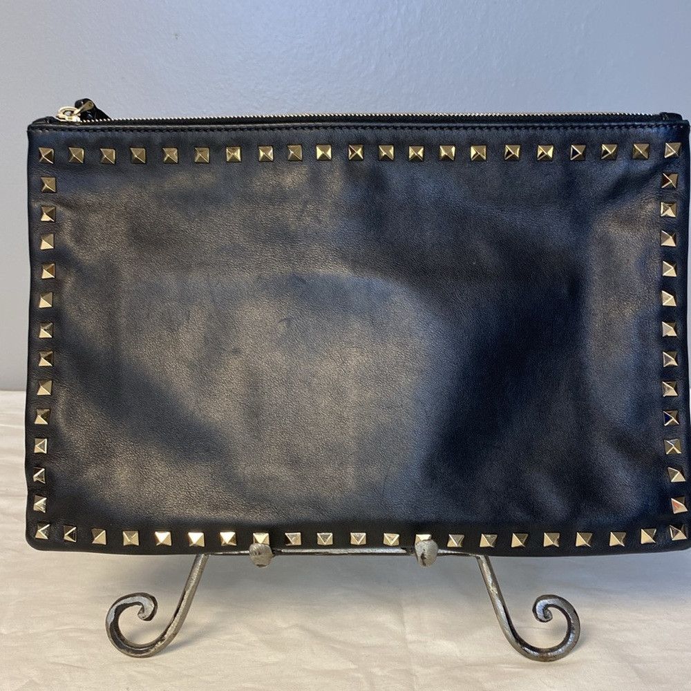 Valentino Valentino Garavani Rockstud Black Leather Pouch Size ONE SIZE - 5 Thumbnail