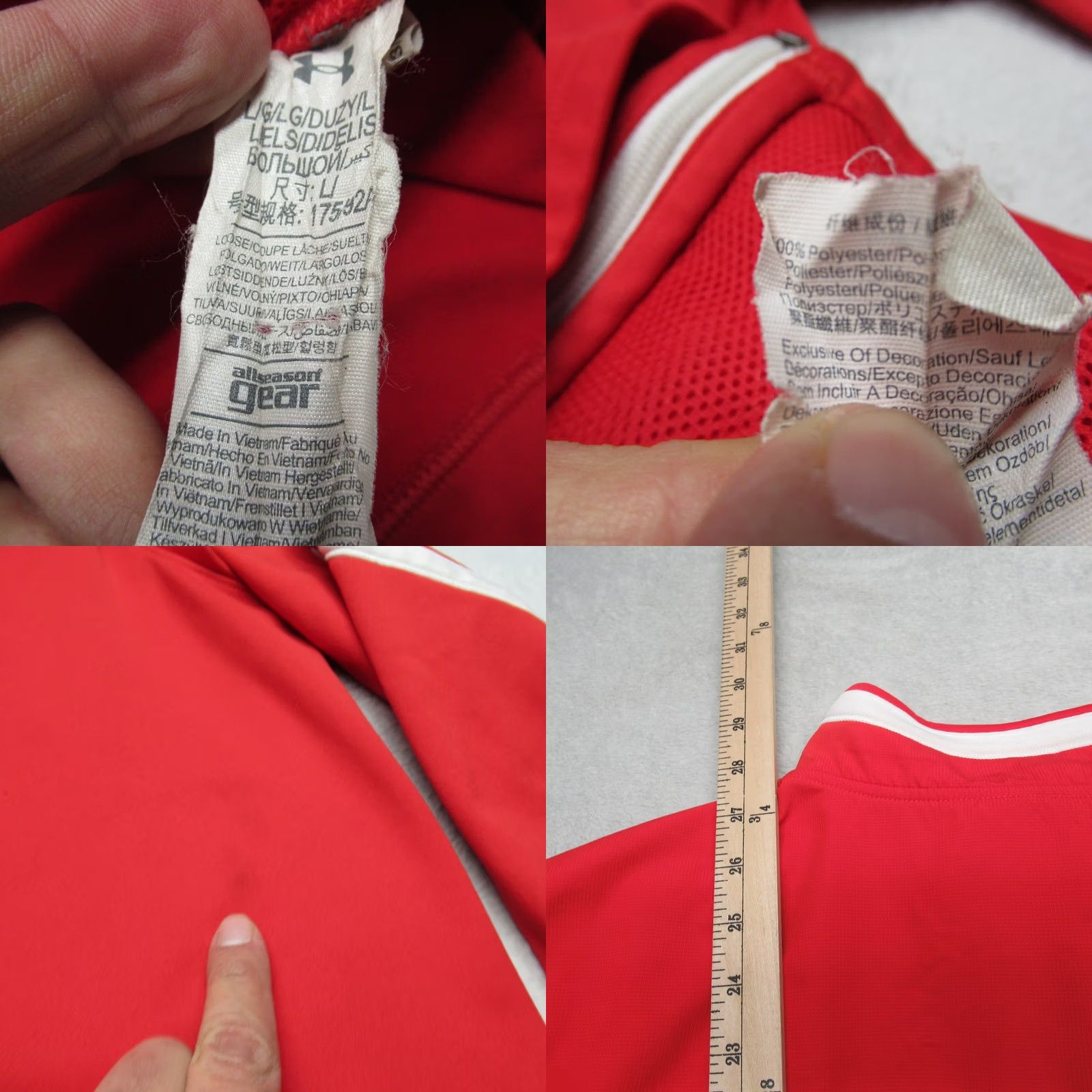 Under Armour VINTAGE Under Armour Jacket Mens Large Red Full Zip All Season Gear Athletic Logo Size US L / EU 52-54 / 3 - 9 Thumbnail
