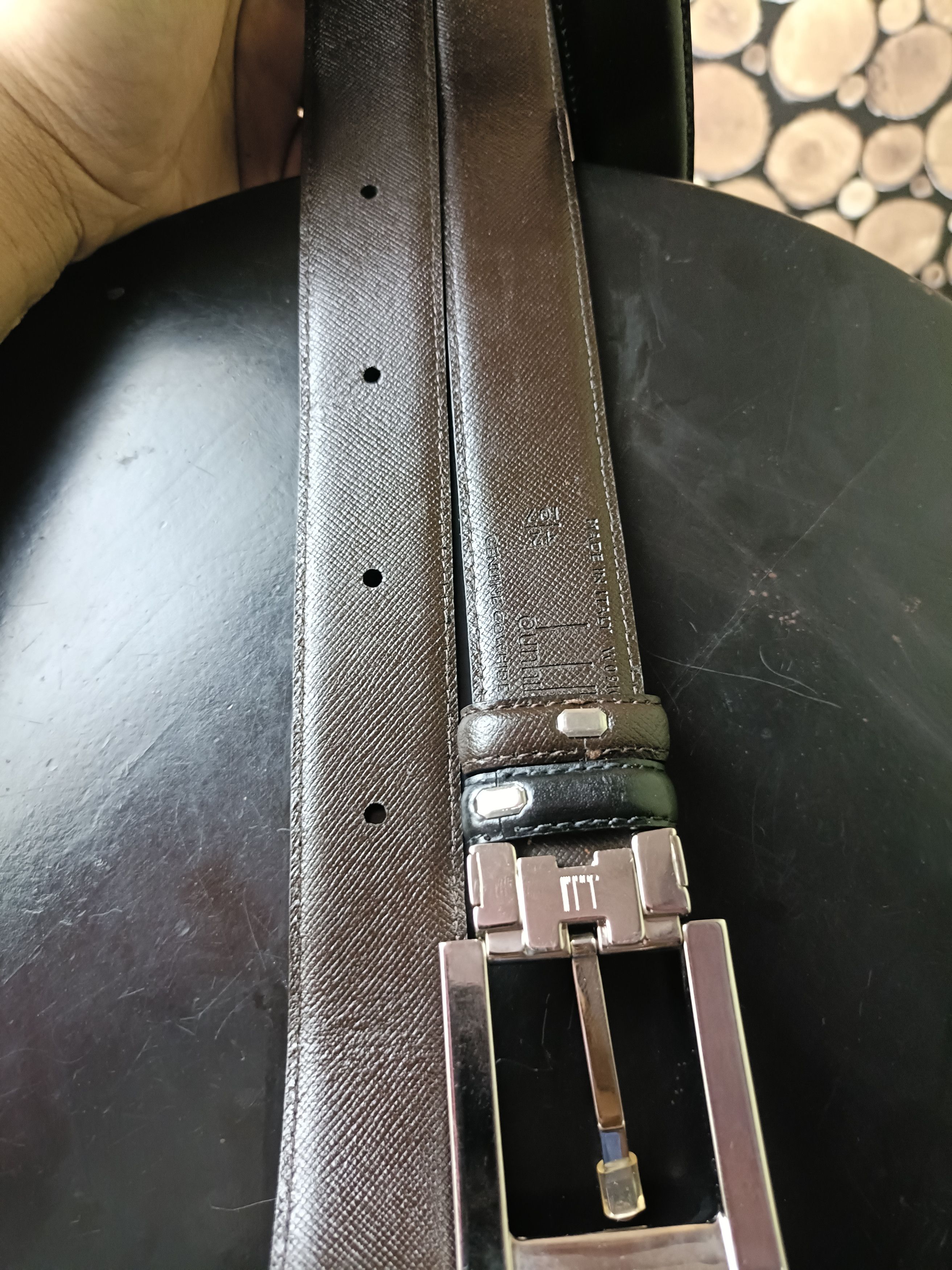 Alfred Dunhill Dunhill reversible cowhide leather belt black brown Size 40 - 6 Thumbnail