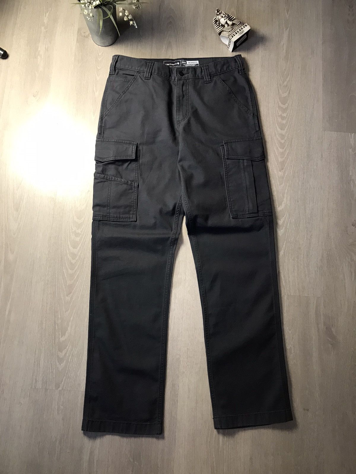 image of New !!! Carhartt Canvas Cargo Pants Vintage 90's Workwear in Silver, Men's (Size 31)