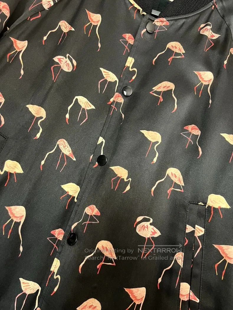 Saint Laurent Paris Saint Laurent Silk Flamingo Print Bomber Jacket. Size US XL / EU 56 / 4 - 4 Thumbnail