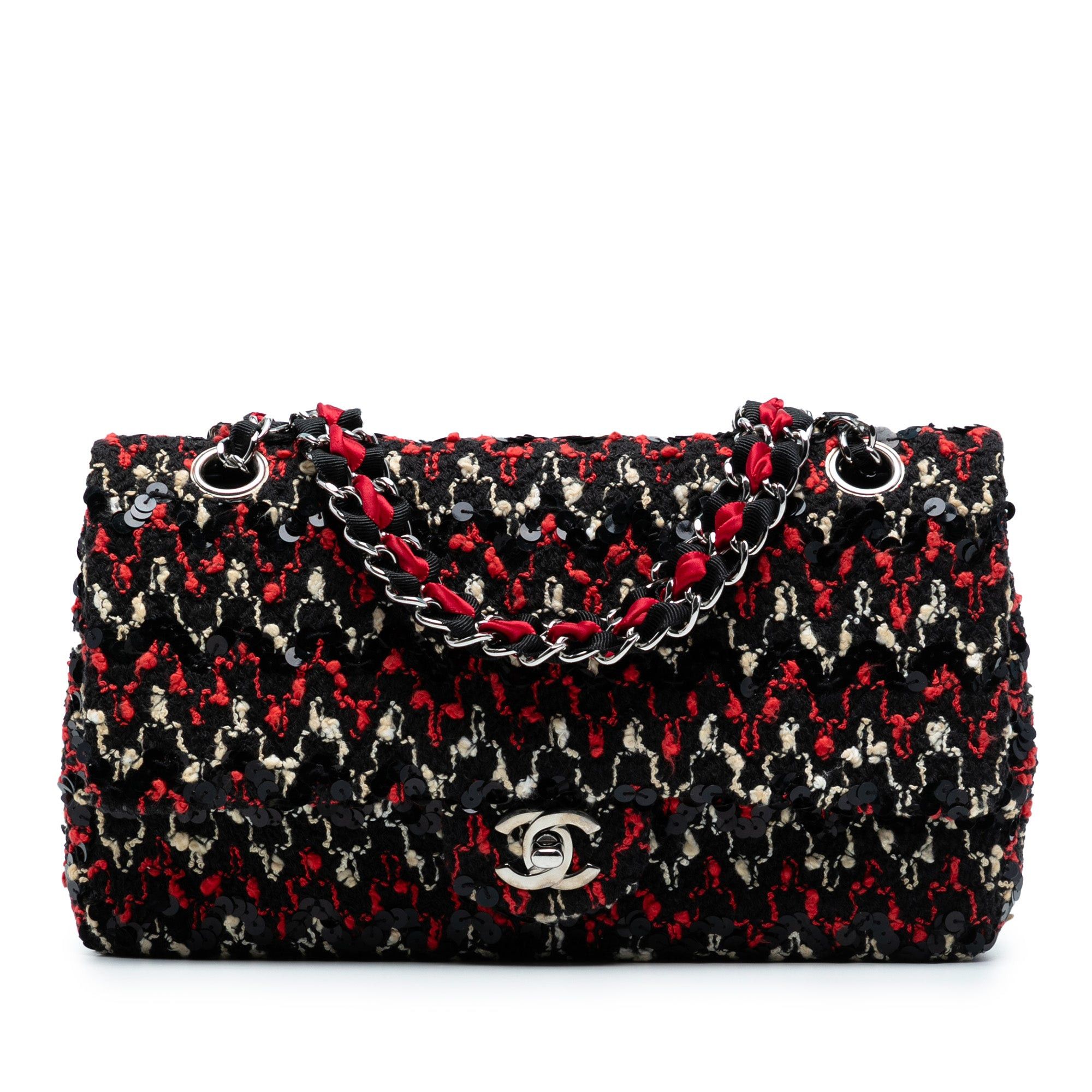 Chanel Medium Classic Tweed Sequins Double Flap Size ONE SIZE - 1 Thumbnail