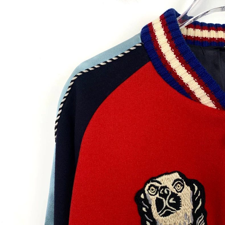 Gucci Gucci Color-blocked embroidered wool zipper baseball suit j Size US M / EU 48-50 / 2 - 3 Thumbnail