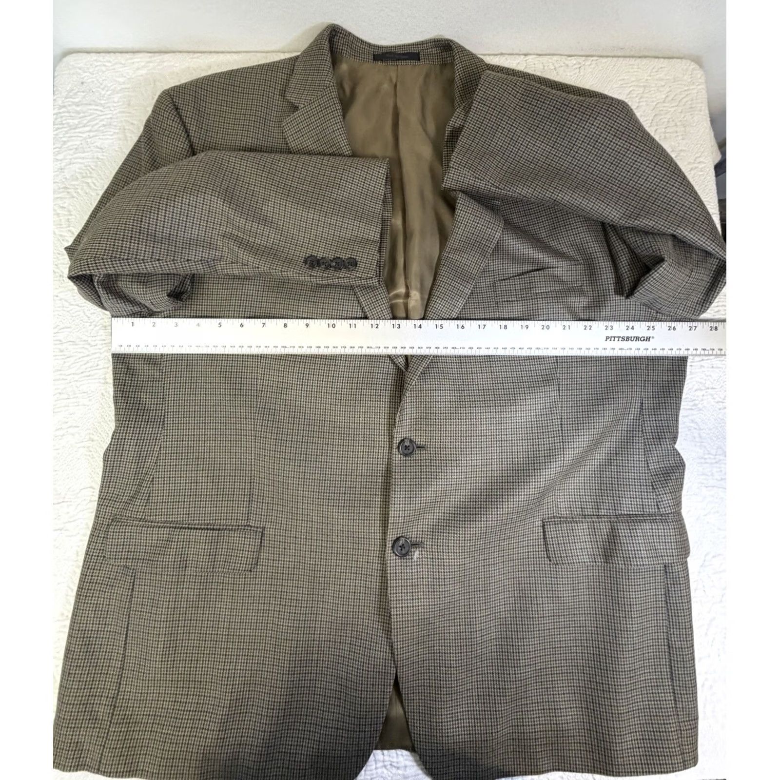 Ralph Lauren Lauren Ralph Lauren Mens 52R Silk Wool Blazer Brown Tan Houndstooth Sport Coat Size 52R - 4 Thumbnail