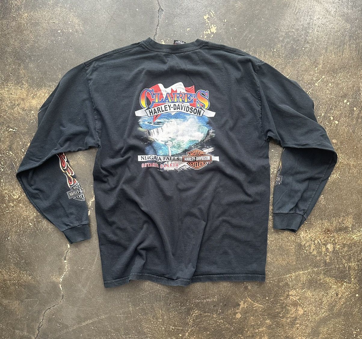 Harley Davidson × Vintage 2000s Harley Davidson Chrome Flames Long Sleeve Tee Size US XL / EU 56 / 4 - 5 Thumbnail