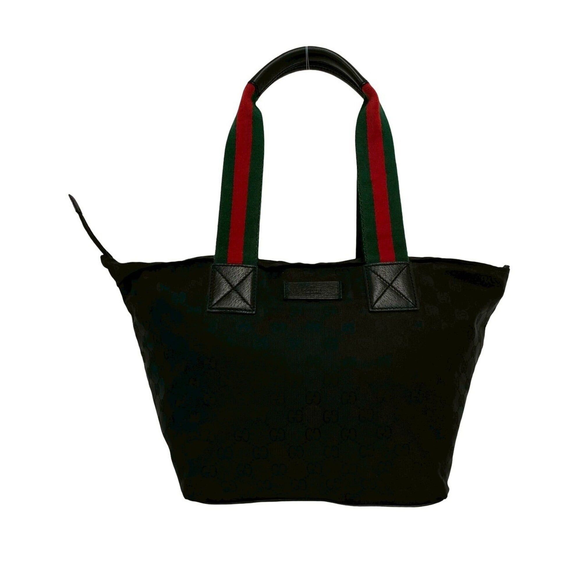 Gucci GUCCI Sherry Line GG Canvas Nylon Leather Genuine Tote Bag Handbag Black Red Green 68548 Size ONE SIZE - 1 Thumbnail