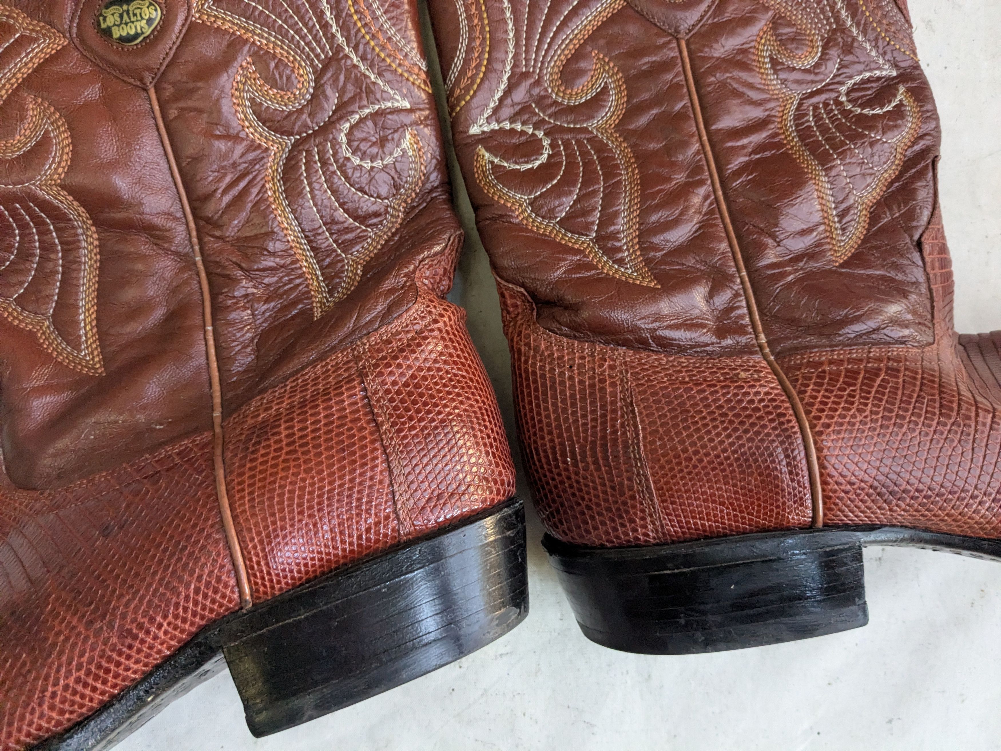 Genuine Leather Lizard Cowboy Boots Brown 11.5 EE Wide Mexico Botas Western Size US 11.5 / EU 44-45 - 3 Thumbnail