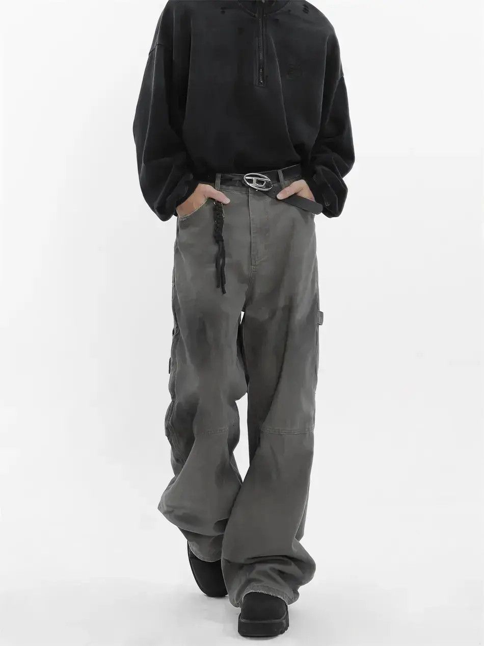 Japanese Brand Retro distressed dirty washed zippered jeans Size US 32 / EU 48 - 6 Thumbnail