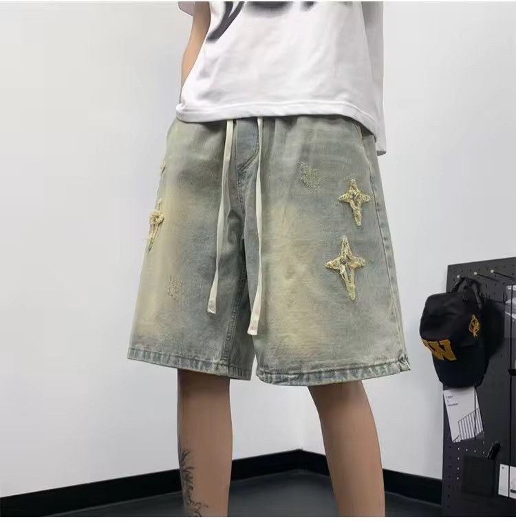 Japanese Brand Washed Designer Distressed Light Blue Shorts y2k Size US 31 - 3 Thumbnail