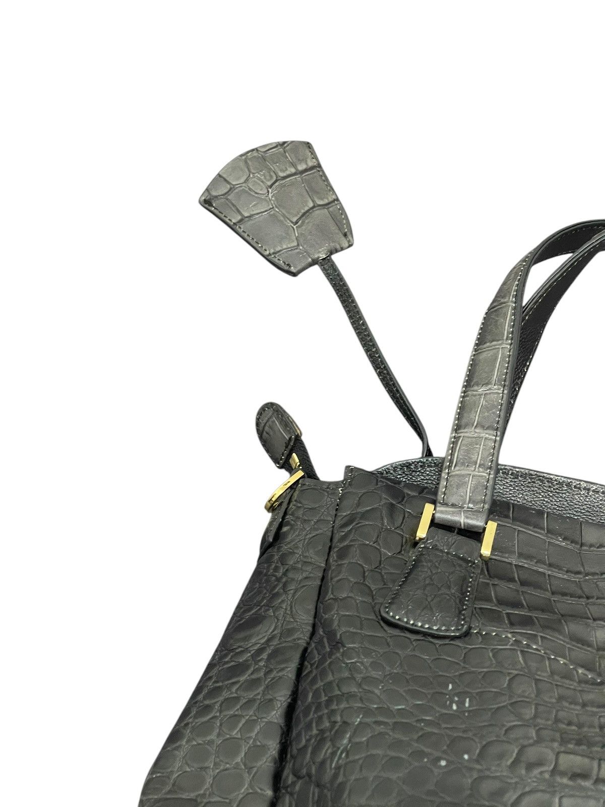Genuine Leather Crocodile Embossed Patina Leather Jewels Hand Bag 1🟩4 Size ONE SIZE - 18 Thumbnail