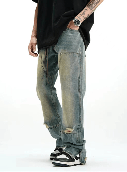 Japanese Brand Vintage blue washed distressed men's ripped jeans Size US 32 / EU 48 - 2 Thumbnail