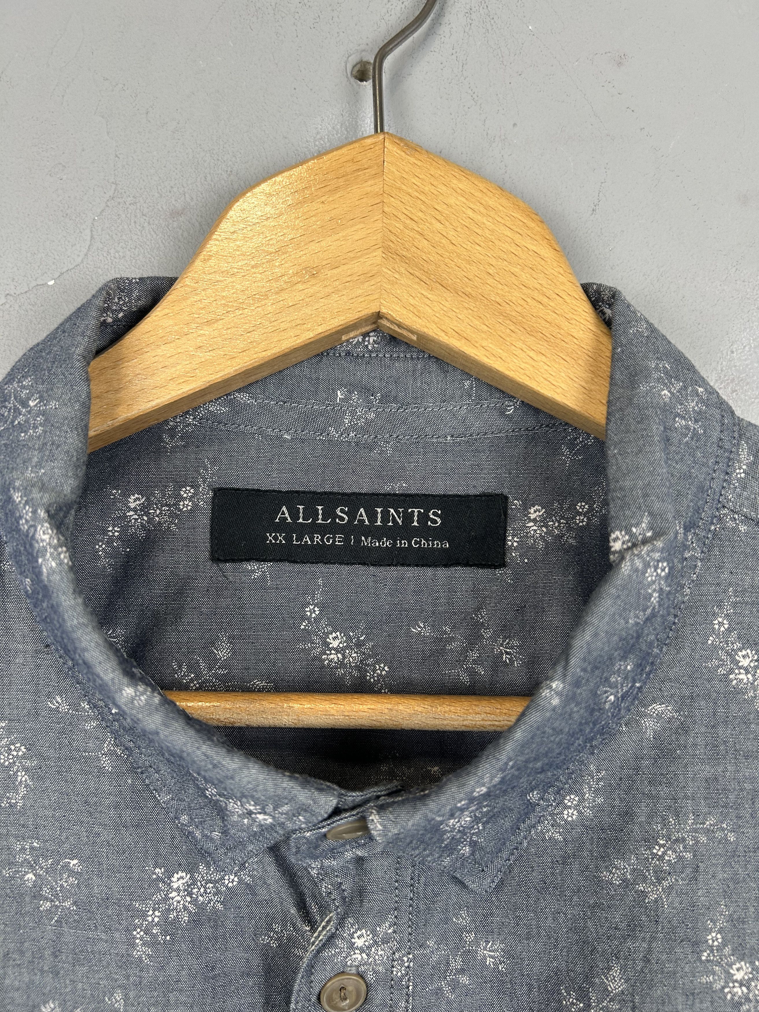 Allsaints All Saints Floral Shirt Quincey Half Sleeve Gray Button Up Size US XXL / EU 58 / 5 - 2 Thumbnail