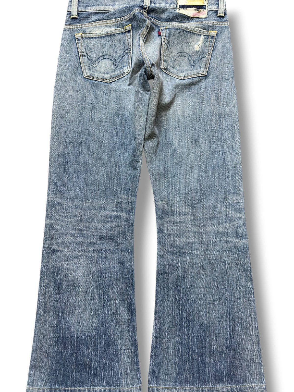 Edwin Vintage Edwin 503 Flare Faded Ripped Distressed Denim Size US 31 - 4 Thumbnail