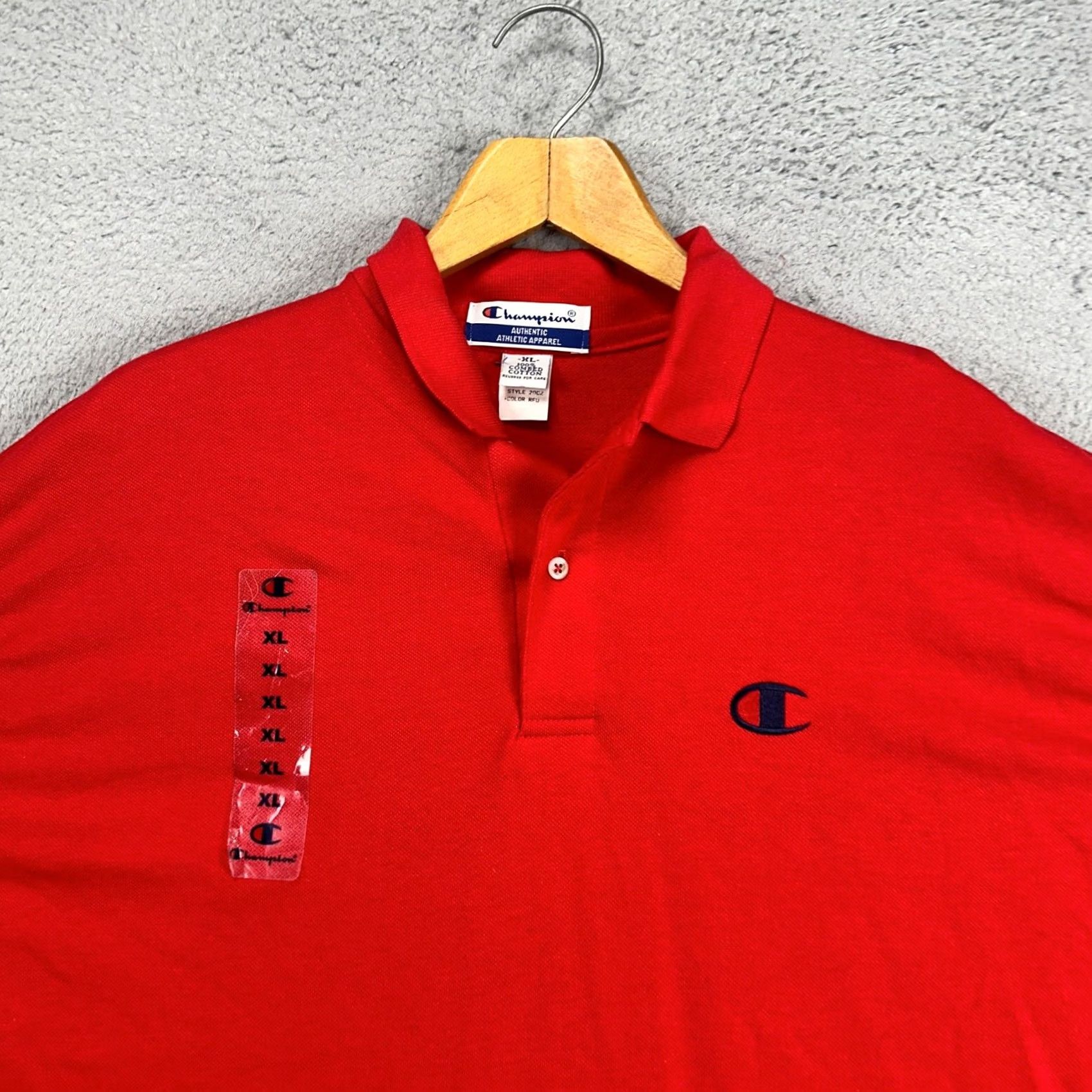 Champion Champion Polo Shirt XL Red Short Sleeve Rugby Casual 100% Cotton Mens Regular Fit Size US XL / EU 56 / 4 - 2 Thumbnail