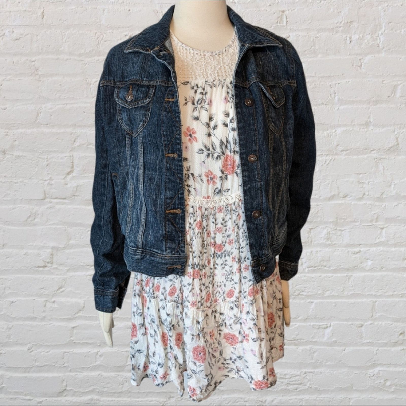 Other BLUE RAIN Cream Floral Tiered Dress w/ Lace Shoulder Medium Size M / US 6-8 / IT 42-44 - 2 Thumbnail