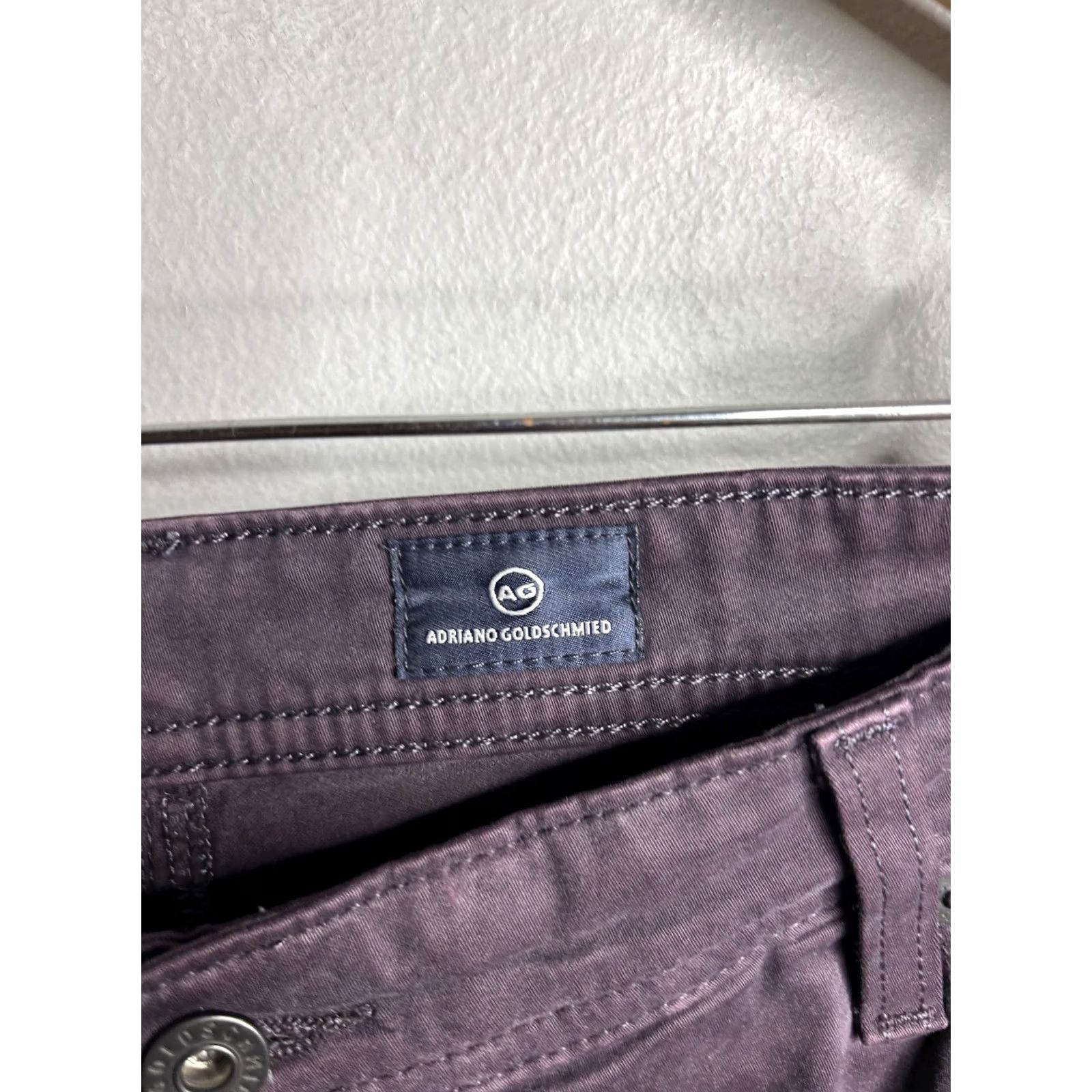 Denime AG Adriano Goldschmied The Graduate Tailored Leg Jeans Mens 40 Purple Dark Denim 5-Pocket Straight Zip Fly Belt Loops Vintage No Size US 40 / EU 56 - 5 Thumbnail